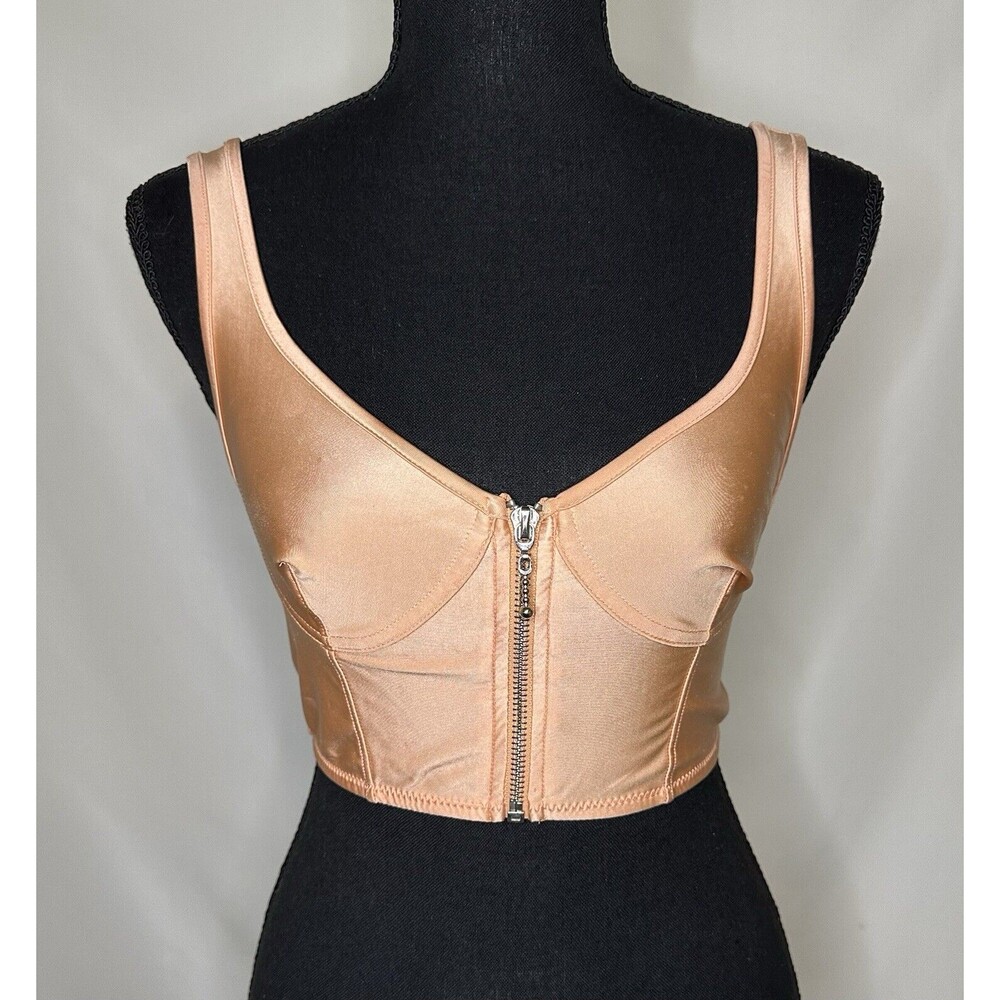 Urban Outfitters Orange Victoria Zip Bustier Corset Crop Tank Top Women's SMALL